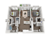 Floor plan image of B1, 2-bedroom apartment